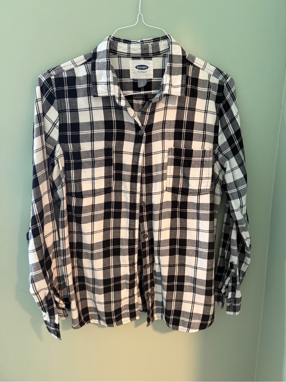 Old Navy Black & White Plaid Flannel